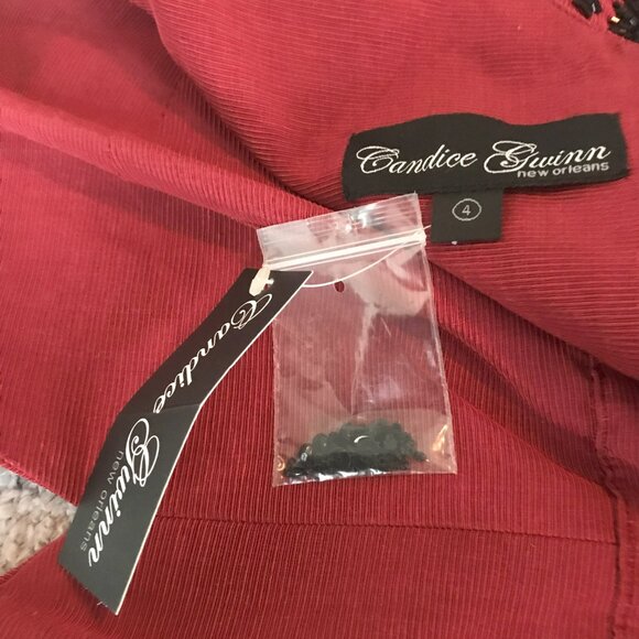 Trashy Diva by Candace Gwinn Red Ribbed Rayon Gown 50's Vintage Style NWT - Picture 5 of 7